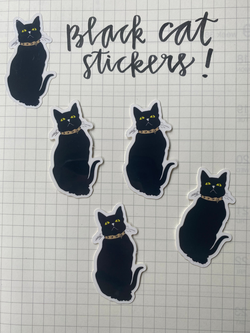 Die cut black cat stickers