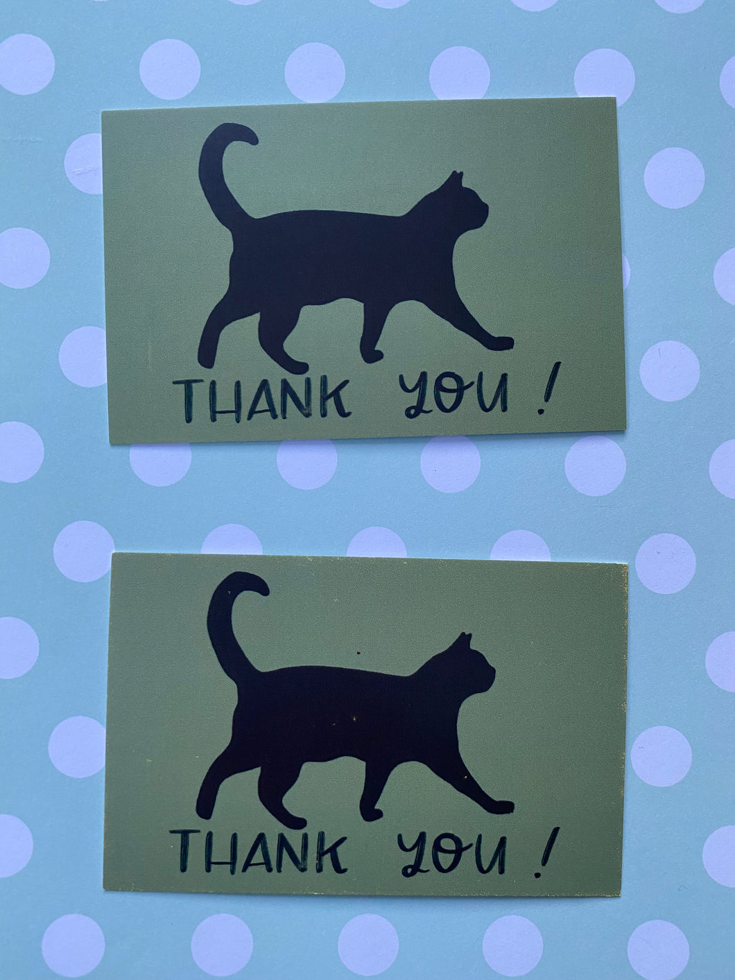 Cat silhouette thank you card, pack of 5