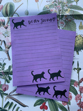 Load image into Gallery viewer, Black cat purple Letter Sheets
