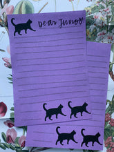 Load image into Gallery viewer, Black cat purple Letter Sheets

