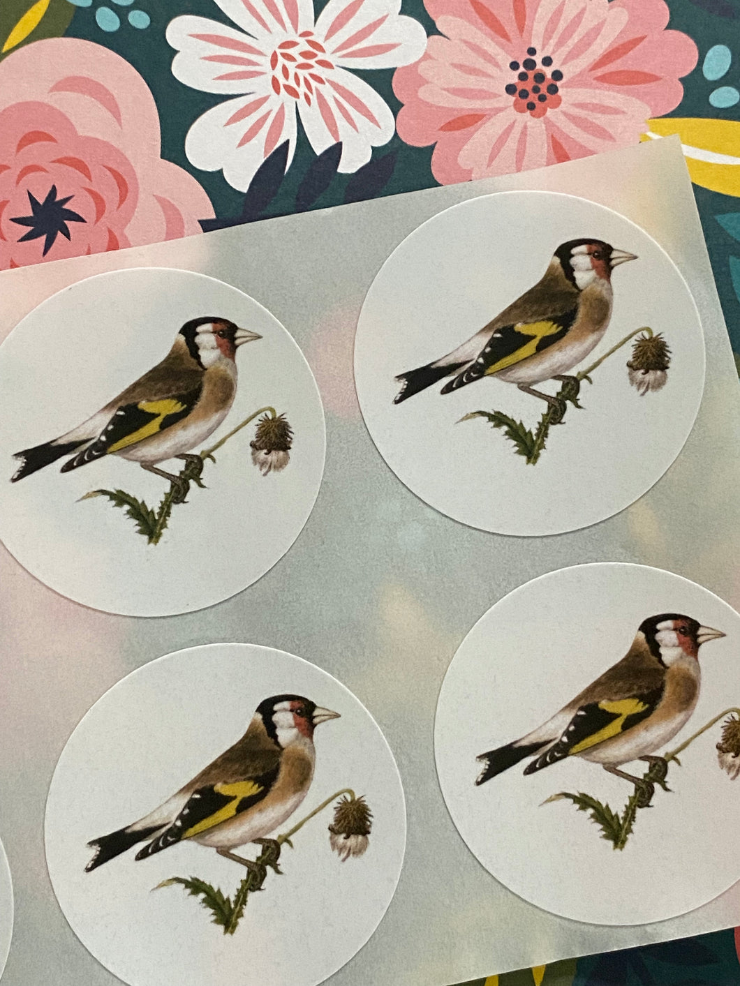 Goldfinch round stickers