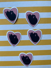 Load image into Gallery viewer, Cat love vinyl stickers black and pink
