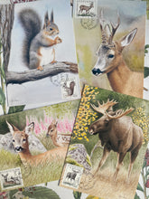 Load image into Gallery viewer, Animal vintage postcards with postmark
