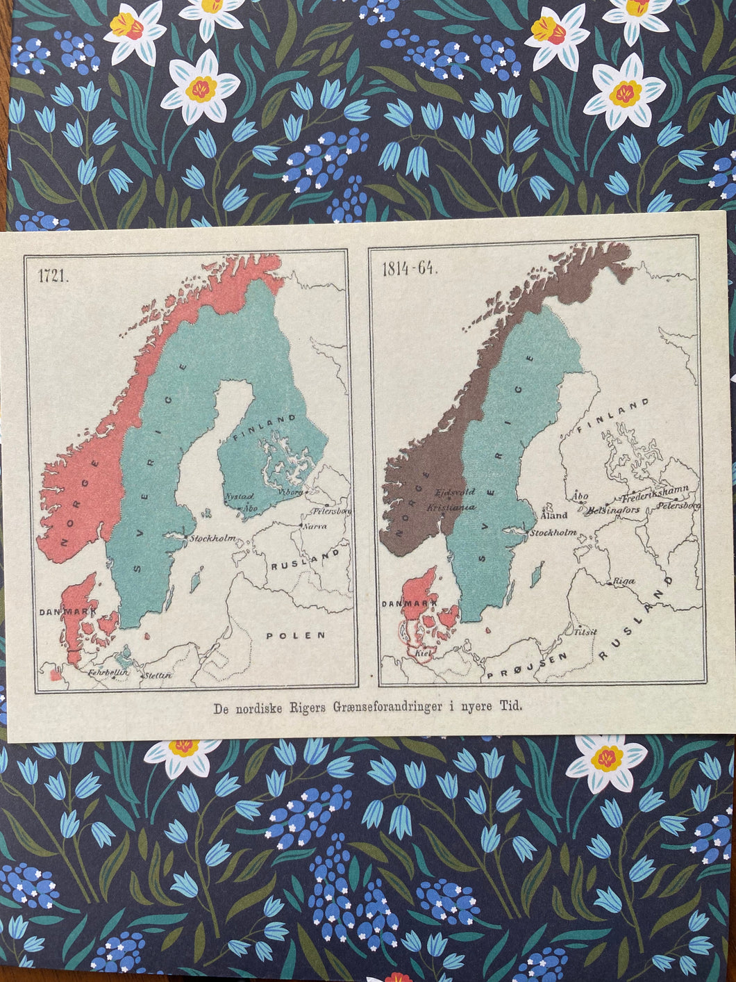 Old map of Scandinavia postcard