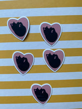Load image into Gallery viewer, Cat love vinyl stickers black and pink
