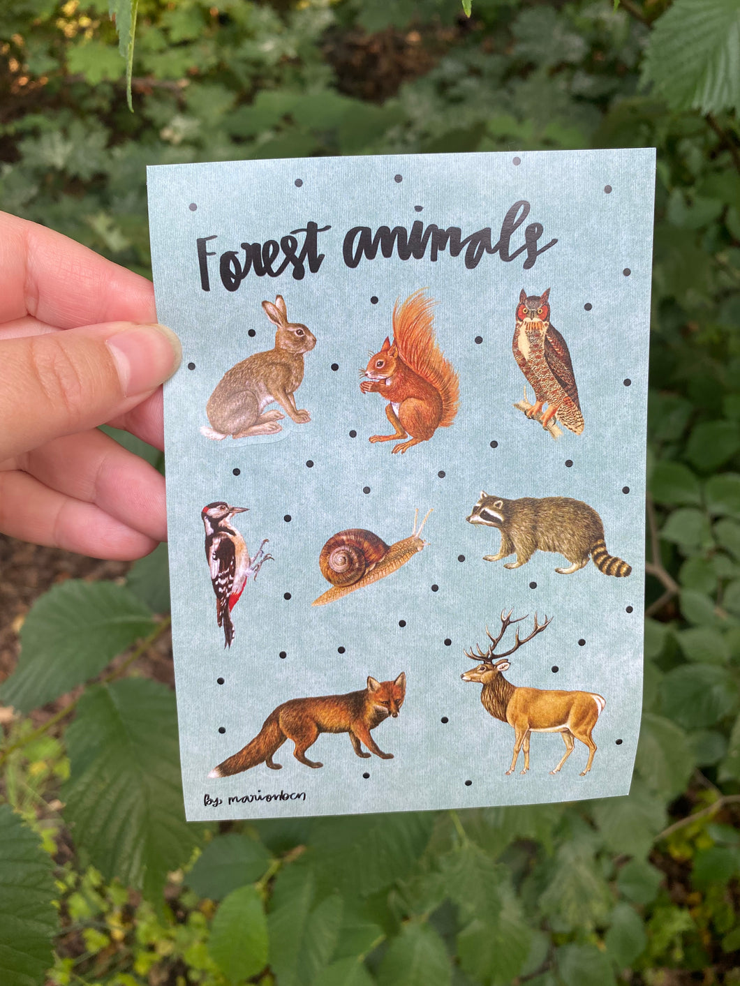 Forest animals stickers sheet