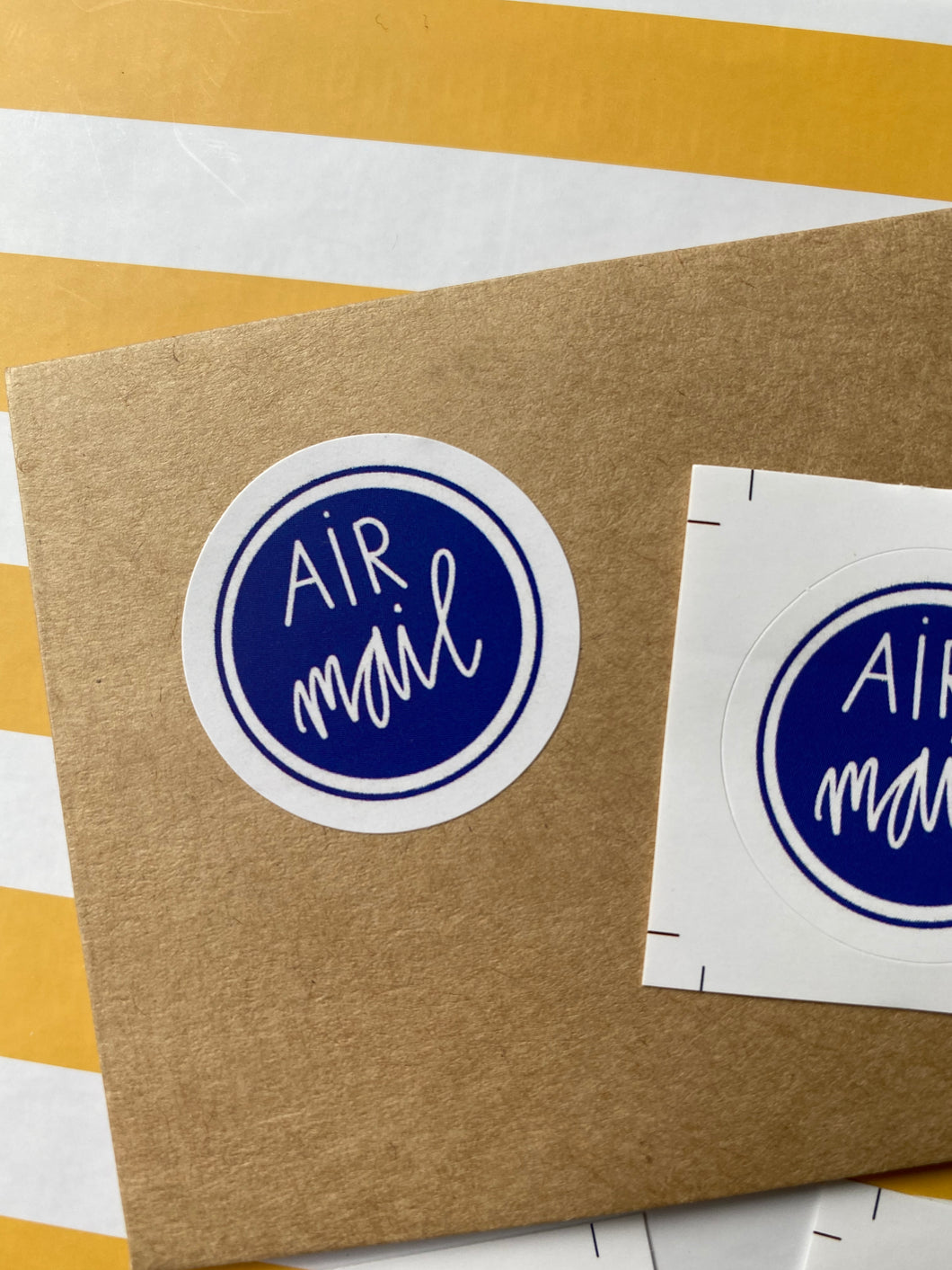 Air mail round stickers