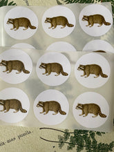 Load image into Gallery viewer, Racoon round stickers
